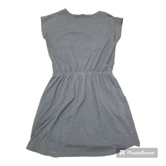 The North Face Gray Stripes Mini Dress Athleisure Drawstring V Neck Size S - Picture 2 of 7